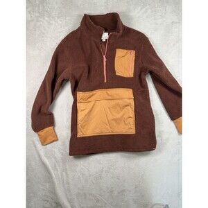 Offline by Aerie Women's Half Zip Fleece Sweatshirt w/Zip Pockets Size S Brown